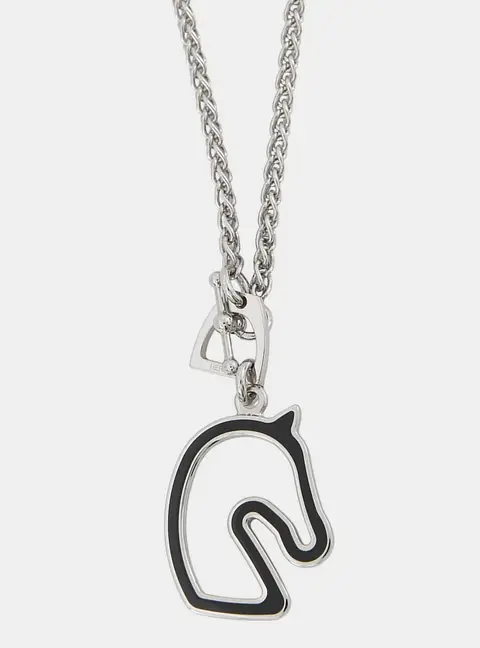 Hermes Tonnerre Necklace Size Small Black Metal