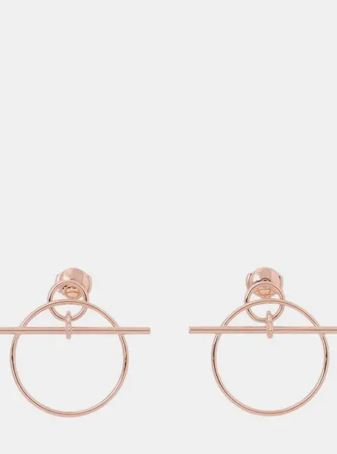 Hermes Echappee Loop Earrings Size Pm 18K Pink Gold