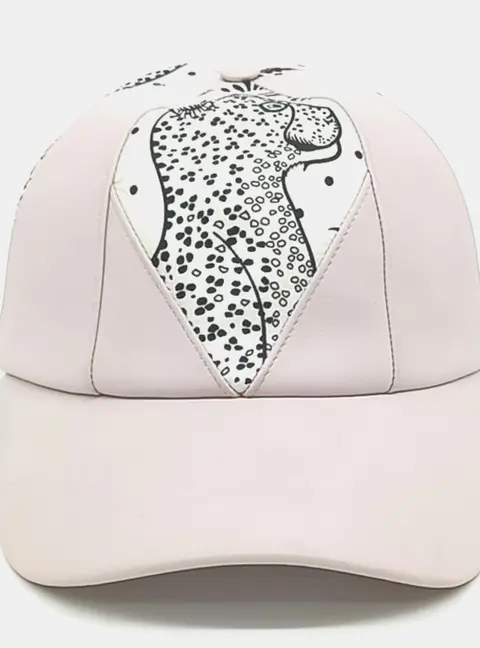 Hermes Light Pink/White Lambskin Leather Silk Cap