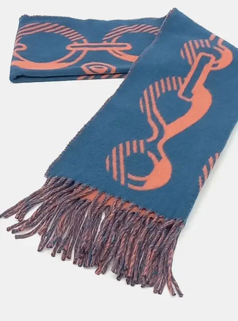 Hermes Blue/Pink Cashmere Scarf