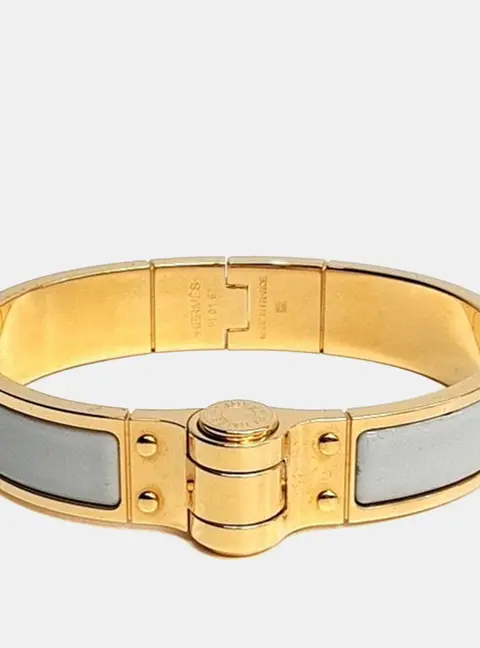 Herm&egrave;s Hinge Sky Blue/Gold Bracelet