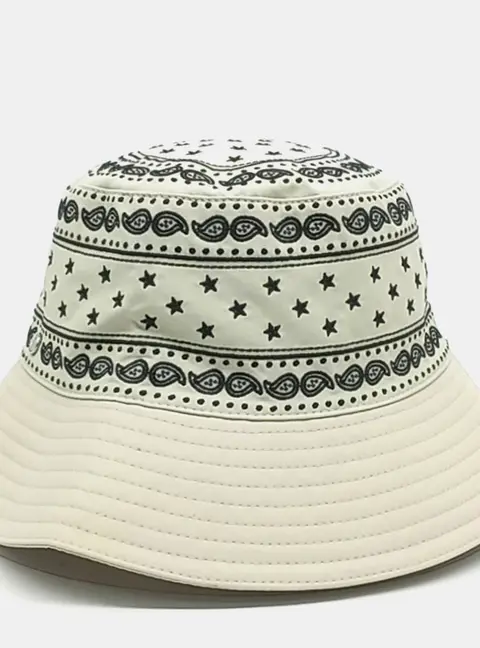 Hermes Balade Bandana Cream/Black Cotton Polyamide Bucket Hat