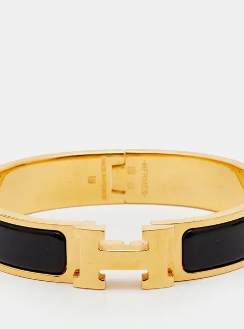 Herm&egrave;s Clic H Enamel Gold Plated Bracelet