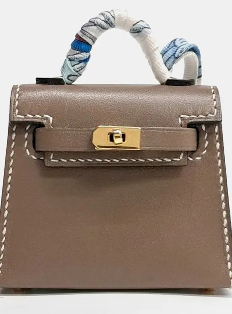 Herm&egrave;s Kelly Twilly Brown Leather Bag Charm (Y)