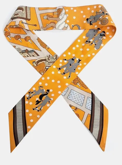 Herm&egrave;s Orange Silk Twilly scarf