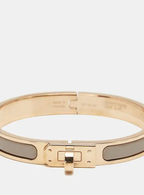 Herm&egrave;s Mini Clic Kelly Enamel Rose Gold Plated Bracelet