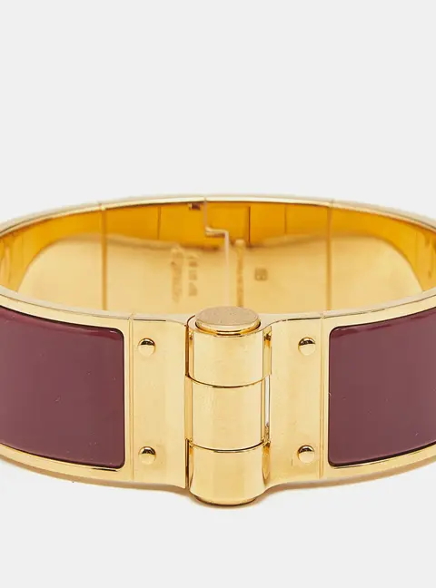 Herm&egrave;s Hinged Enamel Gold Plated Bracelet