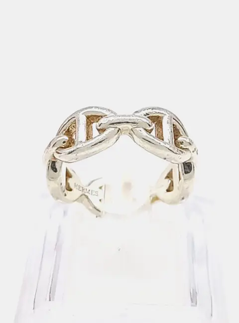 Herm&egrave;s Silver Chandal Ring EU 49