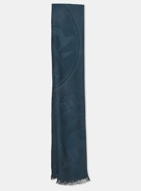 Hermes Navy Blue Cashmere and Silk Blend New Libris Stole