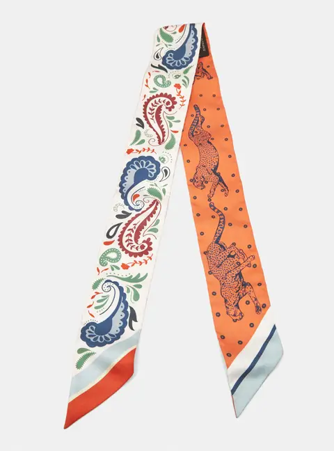 Herm&egrave;s Multicolor Gu&eacute;pards Bandana Silk Twilly
