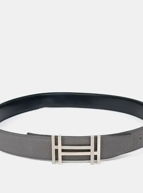 Herm&egrave;s Grey Leather Reversible Belt (C)