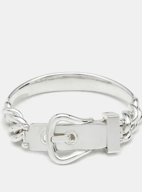 Herm&egrave;s Boucl&eacute; Sellier Inflexible Sterling Silver Bracelet 14
