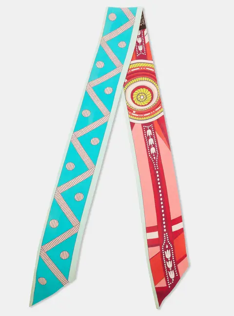 Herm&egrave;s Multicolor Bolduc Silk Twilly Scarf