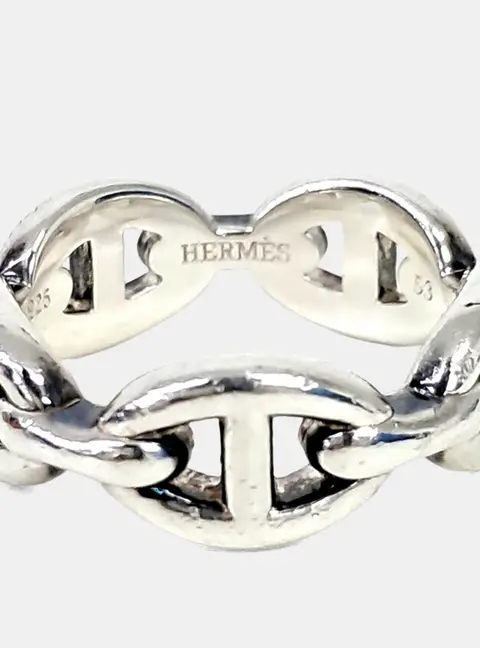 Herm&egrave;s silver 925 Chandal ring EU 53