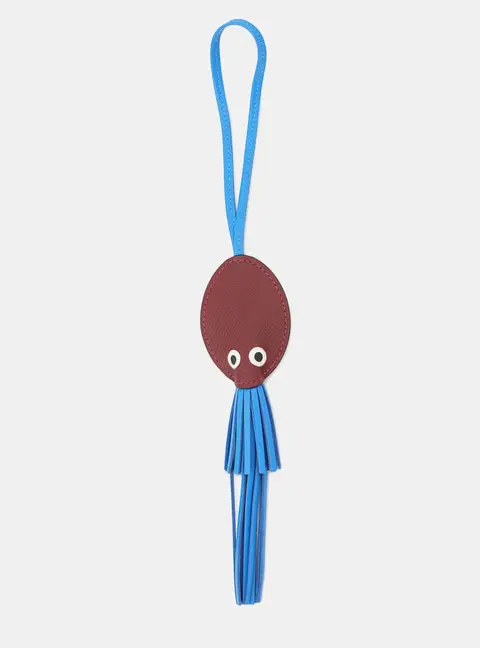 Hermes Pulp Bag Charm Octopus Rouge H/Blue Hydra Epsom Swift Leather