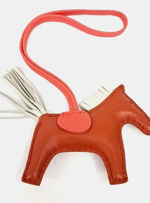 Herm&egrave;s Rodeo Orange Leather Bag Charm Small (U)