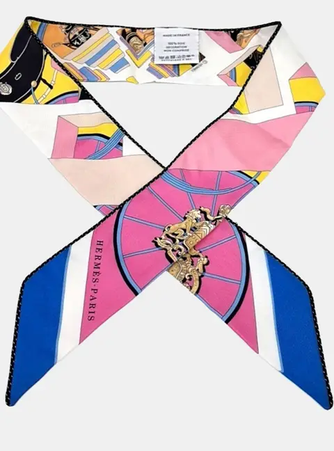 Hermes Baguette Twilly Multicolor Silk Scarf