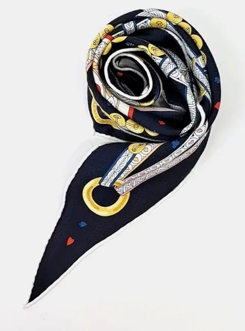 Hermes Navy Blue/Multicolor Silk Nano Lozange Scarf