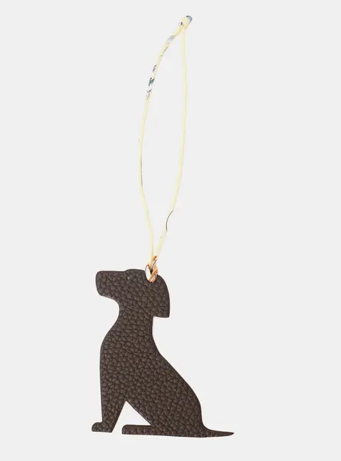 Hermes Petit H Labrador Dog Bag Charm Chocolat/Blue Atoll Togo Leather Chevre Myzore Goatskin