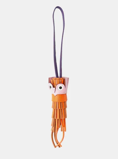 Hermes Bag Charm Chouette Mauve Sylvestre/Purple/Orange/Gold/White/Black Epsom Lambskin Swift Leather