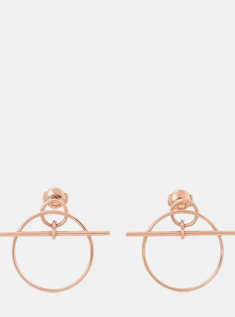 Hermes Echappee Loop Earrings Size PM 18K Pink Gold