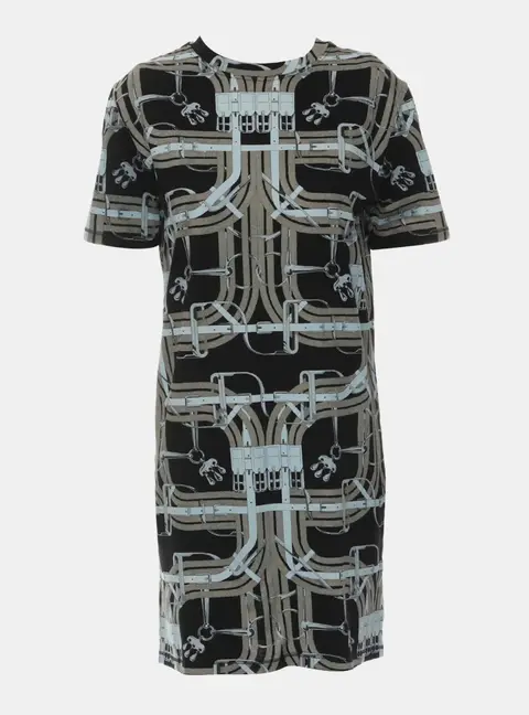Hermes Grey Cotton Printed Dress S