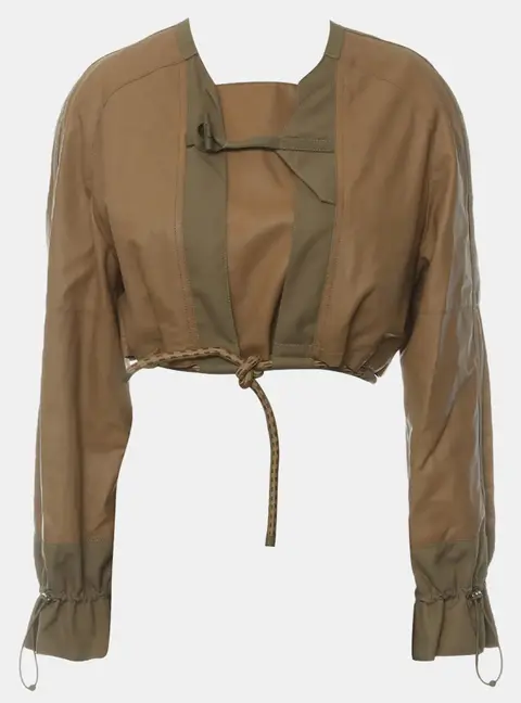 Hermes Beige Nomade Leather Crop Jacket M