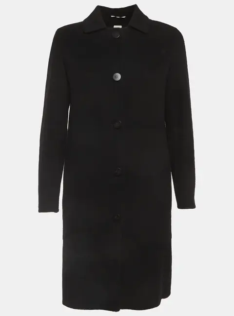 Hermes Black Felt Mid-Length Coat S