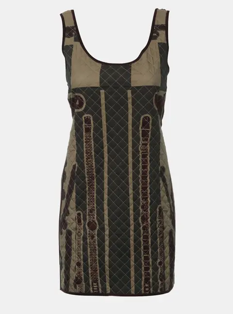 Hermes Sleeveless Quilted Pattern Dress S