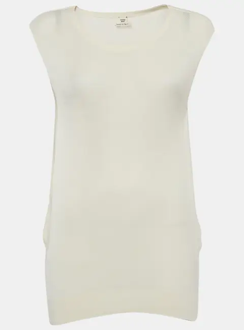 Herm&egrave;s Cream Knitted Sleeveless Top M