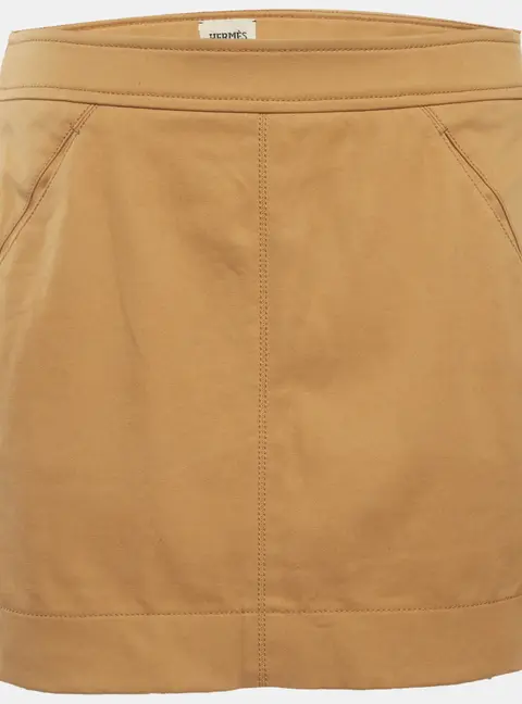 Herm&egrave;s Light Brown Gabardine Mini Skirt S