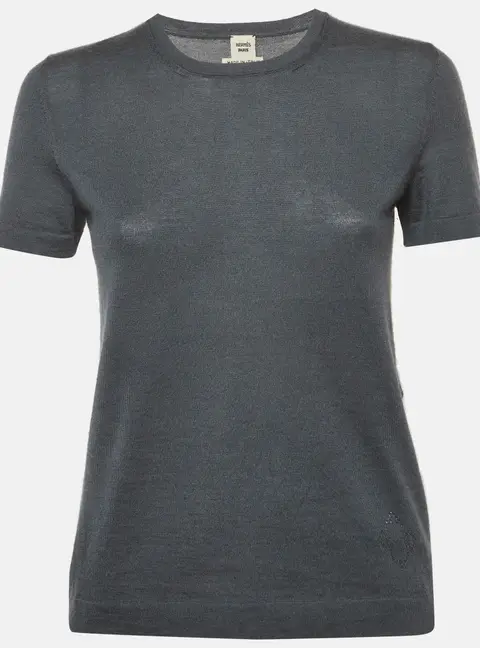 Hermes Grey Wool Knit Crew Neck T-Shirt M