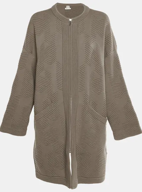 Herm&egrave;s Brown H - Pattern Virgin Wool Poncho M
