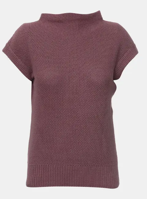 Hermes Turtleneck Knit Burgundy Polyester Top