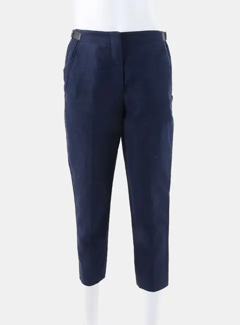 Herm&egrave;s Navy Blue Buckle Detail Pants IT/EU size 36