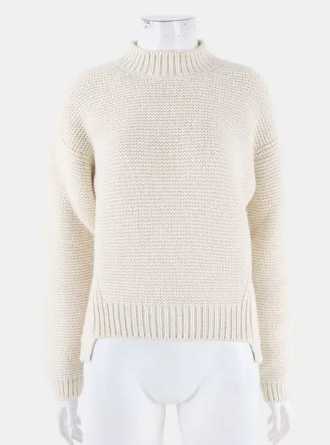 Herm&egrave;s Ivory Cashmere Knit Sweater 34