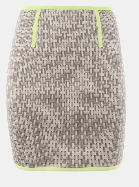 Herm&egrave;s Cotton Brown/Fluorescent Green skirt 34