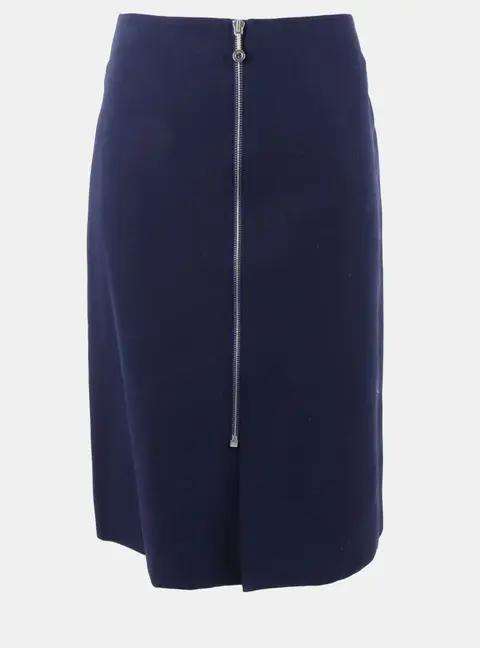 Herm&egrave;s wool navy zip-up skirt 34
