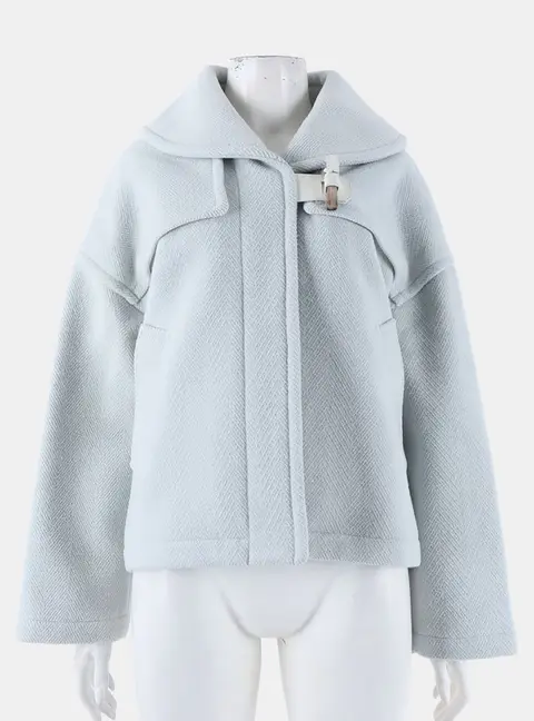 Hermes Sky Blue Wool Half Coat Size M