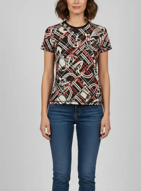 Hermes Red Printed Jersey Short Sleeve T-Shirt M