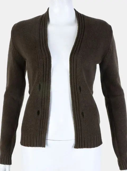 Herm&egrave;s Brown Cashmere Cardigan Size S