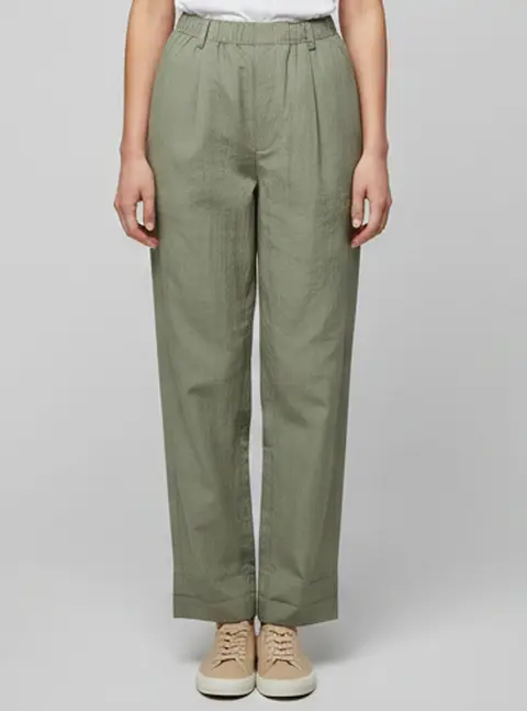Hermes Sage Green Crepe Wide Leg Pants L