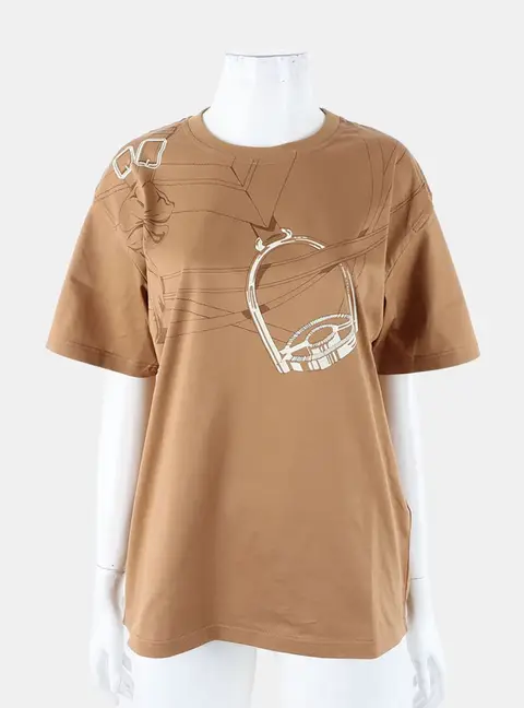 Herm&egrave;s Brown Cotton Short Sleeves Size S
