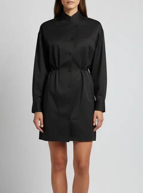 Hermes Dark Grey Cotton Tie Detail Shirt Dress M