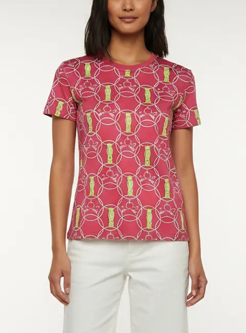 Herm&egrave;s Pink Promenade du Matin Print Jersey Crewneck T-Shirt S