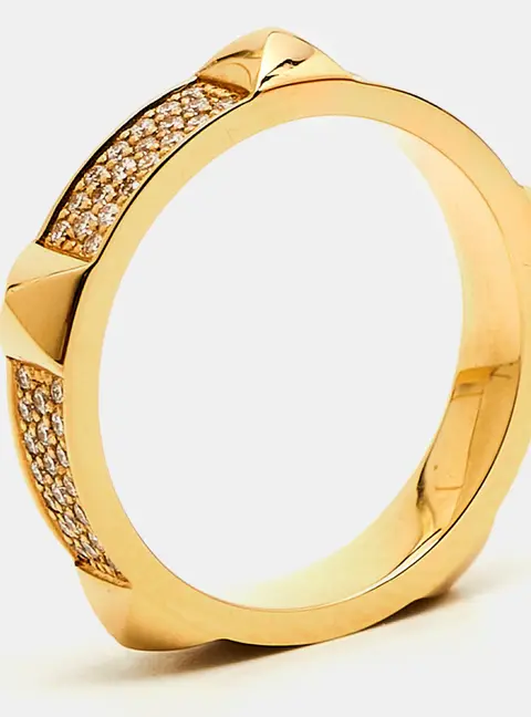 Hermes Clou D'H Ring Diamonds 18k Rose Gold Ring Size 52