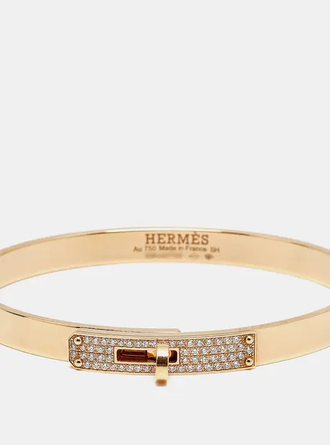 Hermes Kelly Diamonds 18k Rose Gold Small Bracelet