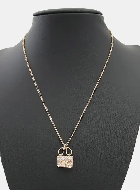 Hermes 18k Rose Gold Diamond Constance Necklace