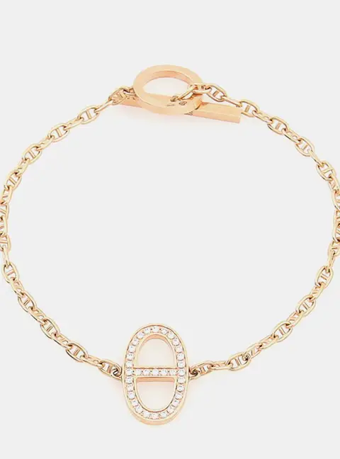 Herm&egrave;s 18k Rose Gold Diamond Chandal Contour Bracelet