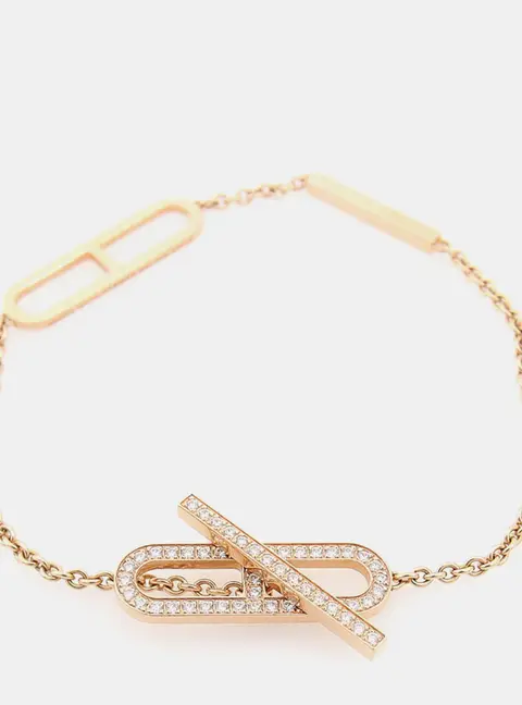 Herm&egrave;s 18k Rose Gold Diamond Ever Chandal Bracelet